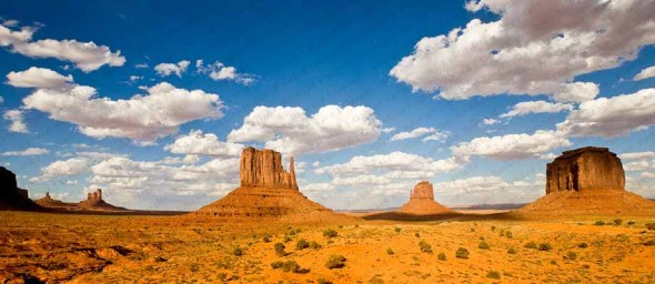 A panorama view of Monument Valley